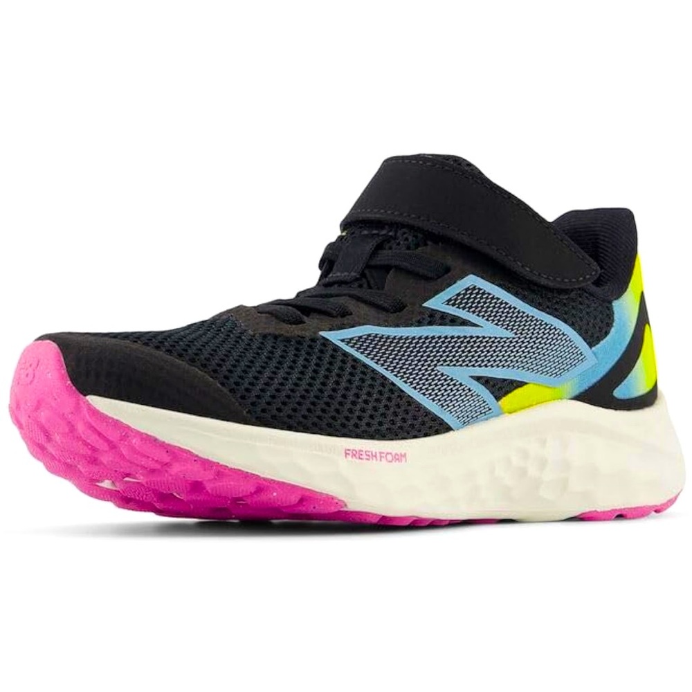 New Balance Kids' Arishi Black and Blue Sneakers with Pink Sole